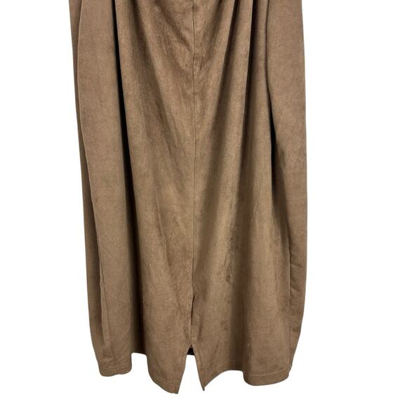 Vintage Y2K Emprada Brown Strappy Faux Suede Mini Dress Size Large - Picture 6 of 8